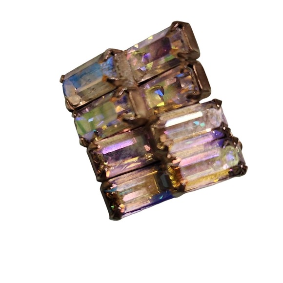 1950s Signed Weiss AB Aurora Borealis Prongset Clip-on Clipback Earrings - Picture 3 of 9